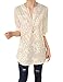 OURS Women's Notch Neck Floral Embroidery Shirt Tunic Top White