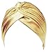 EachWell Women Tie-dye Pleated Ruffle Stretch Turban Hat Hair Wrap Cover Up Sun Cap Gold