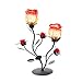 My Decor Rose Tealight Holder, Glass Votive Candle Holder Wedding Centerpiece(Double)