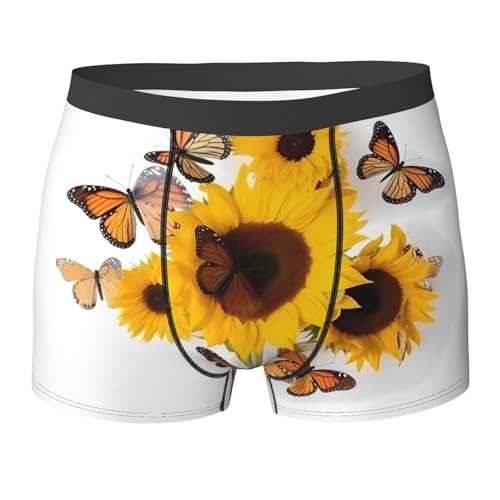 SYHEART Butterflies And Sunflowers Print Men'S Boxer Briefs With Elastic Comfort Fit Design For All-Day Wear