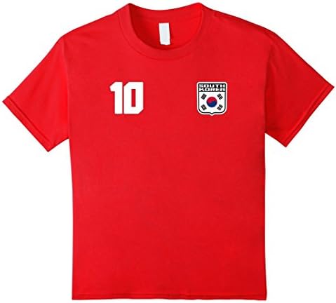 unisex-child South Korea T-shirt South Korean Tee Retro Soccer Football 8 Red
