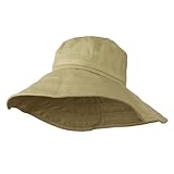 Big Size Ladies Linen Wide Brim Hat - Khaki (For Big Head)