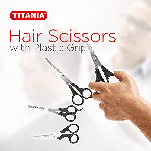 Titania Hair Scissors with Plastic Handles- Sturdy Lasting Sharpness, Rust Proof Shears - Ergonomically Designed Lightweight with Accuracy and Precision Cutting