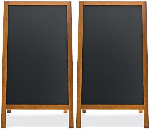2 Set A-Frame Chalkboard - Magnetic Porcelain Steel Board - Durable Blackboard - Indoor &amp; Outdoor Use - Sidewalk sign for Bars, Cafés, Events &amp; Weddings