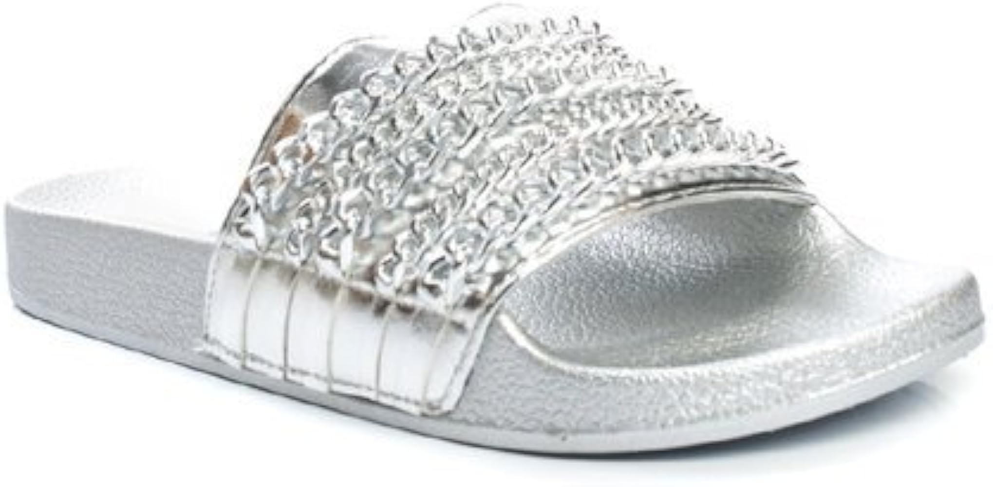 womens silver sliders