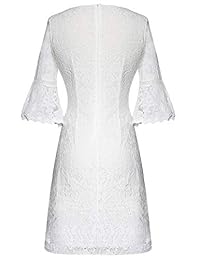 MAVIS LAVEN Vestido de cóctel elegante con mangas 3 4 y encaje floral para mujer