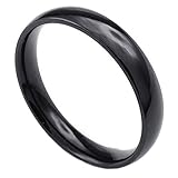 KONOV Mens Womens Stainless Steel Ring, 4mm, Comfort Fit Band, Black