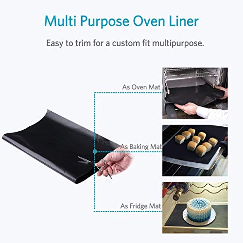 Cosy Life Set of 3 Large Oven Liner 16.25 x 23 Inch, Teflon Non-Stick Oven Mat - Black