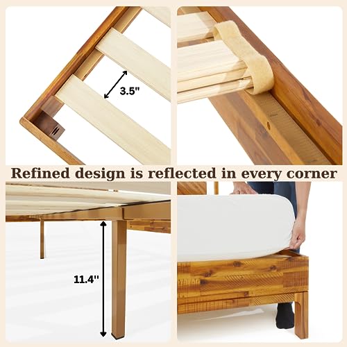 Bme Vivian 14 Inch Deluxe Bed Frame with Headboard Rustic