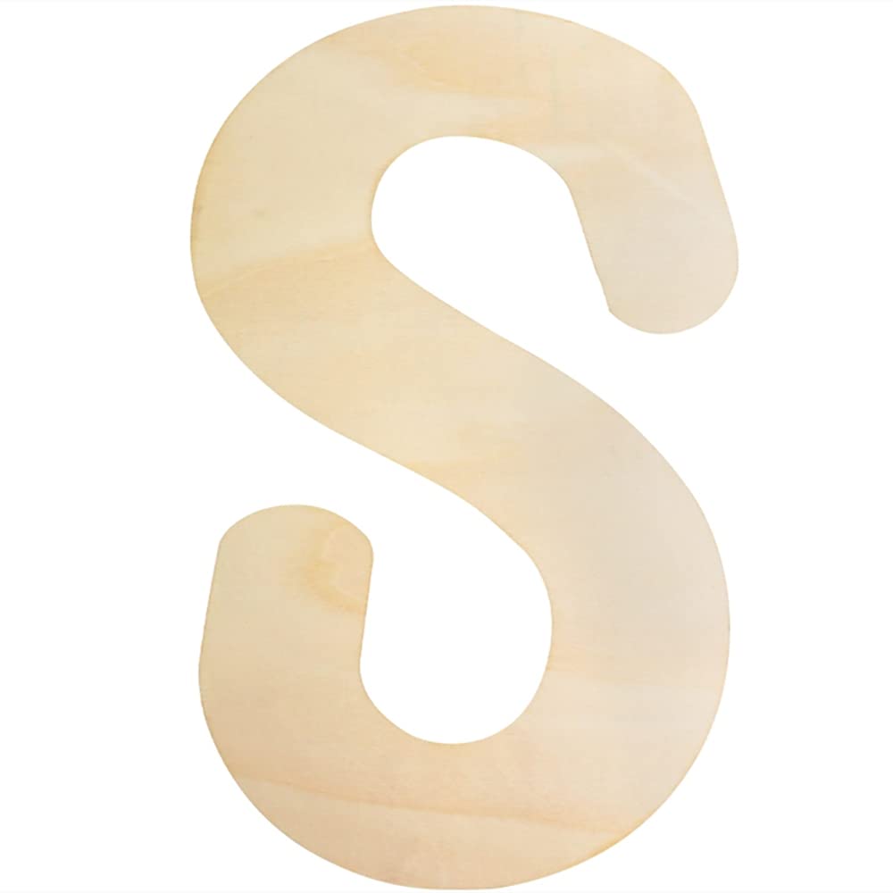 Large Wooden Letters 12 Inch, Unfinished 30cm Wooden Letter S for Crafts Children's Names Capital Alphabet 5mm Thick Wood Letters for Nursery Decor Wall Art Hanging Home Painting