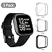 Seltureone(3 Pack Screen Protector Case Compatible for Fitbit Versa 2, Full Body Cover Scratch Resistant Shock Absorbing Ultra Slim Protective for Fitbit Versa 2 Cases (Clear,Black,Silver)