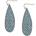 Humble Chic Vegan Leather Earrings for Women - Teardrop Leaf Dangle Statement Filigree Dangling Lightweight Boho Vintage-Style Drops, Aqua Teardrop, Light Blue, Mint, Gold-Tone
