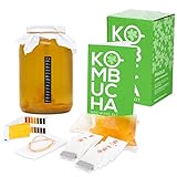 Complete Kombucha Starter Kit with Premium Kombucha SCOBY Starter for Delicious Brewing-Kombucha Home Brew Kit includes Gallon Brewing Jar, Tea Bags, Temperature Gauge, Sugar and More By Kitchentoolz