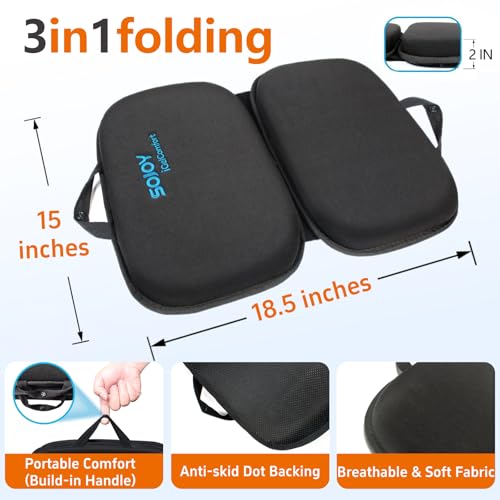 Sojoy iGelComfort 3 in 1 Foldable Gel Seat Cushion Featured with Memory Foam (A Must-Have Travel Cushion! Smart, Easy Travel Cushion) (Size: 18.5“ x 15" x 2")