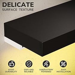 BAMEOS Black Floating Shelves with LED, 31" Sturdy