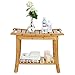 SONGMICS Bamboo Shower Bench Seat, Portable Spa Bathing Stool, with Towel Shelf for Indoor or Outdoor, Handles, Natural UBCB25Y