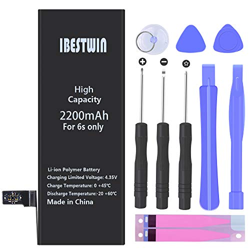 Battery for iPhone 6s, IBESTWIN 2200mAh High Capacity Battery Replacement for iPhone 6s with Full Remove Tool Kit and Adhesive-24 Months Warranty (Not for iPhone 6) Battery for iPhone 6s, IBESTWIN 2200mAh High Capacity Battery Replacement for iPhone 6s with Full Remove Tool Kit and Adhesive-24 Months Warranty (Not for iPhone 6)
