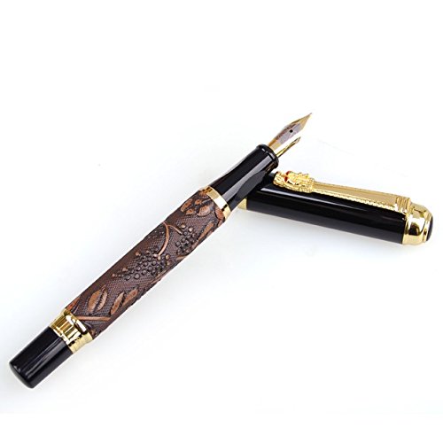 Beauty Dikawen 891 Medium Nib Fountain Pen With Brown Grape Engravement Birthday Christmas Present Hot Sale