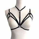 Hunputa New Alluring Womens Harness Bra Elastic Cage Bra Strappy Hollow Out Bra Bustier (XL, Black)