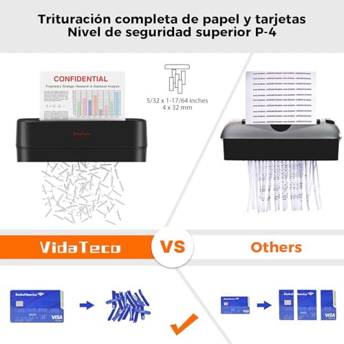 6 Sheet Cross Cut Paper Shredder Paper Card Staple Clips Home Office High Security Jam Proof Yystem P-4 15L Trash Can