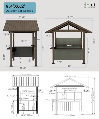 Domi 9.4x6.2 FT Grill Gazebo Review: Hardtop Outdoor Bar with Serving Counter image 19