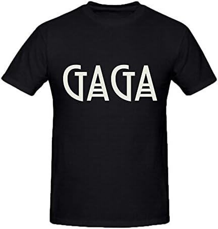 DIYCloTH Men's Famous singer Lady Gaga Short Round T-shirt Black L