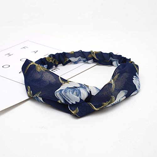 AOCGO HOHS-019 Elastic Turban Head Wrap Scarf Decorative Hair Accessories for Women (1 Pack Navy Blue)