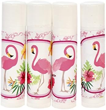 Flamingo Birthday Lip Balm Labels, Flamingo Favor Labels Stickers