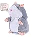 Wenasi 1 Pcs Talking Hamster Plush Toy Sound Record Repeats What You Say Plush Animal Toy for Kids (Grey)