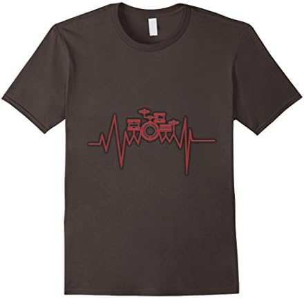 Men's Heartbeat Drums Drumsticks Funny T-Shirt Cool Drummer Gift Medium Asphalt