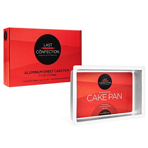 Last Confection 7" x 11" x 2" Deep Rectangular Aluminum Cake Pan - Professional Bakeware