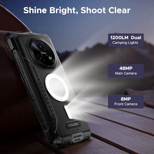 Luzglo Fire 5 Ultra Rugged Smartphone Android 15 Rugged Phone, 13000mAh Large Battery Dual Light 6.6" 90Hz HD+ IPS Display, 32GB RAM+256GB ROM(2TB) 48+8MP AI Camera Triple Card Slot Android Phone
