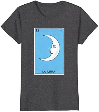 Womens La Luna Card Loteria Shirt Crescent Moon Mexican Bingo Tarot Medium Dark Heather