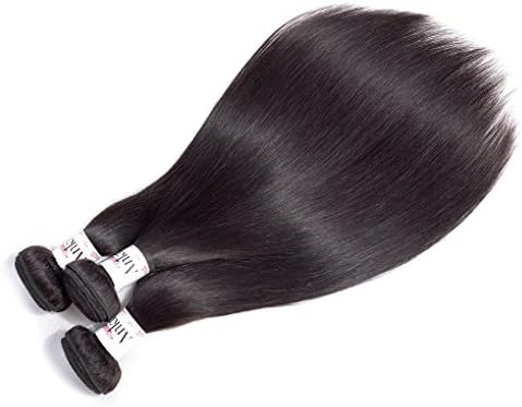 Anknia Brazilian Straight Hair 3 Bundles 18 20 22 Inches 8A Grade Brazilian Virgin Hair Straight Remy Human Hair Weave Bundles Unprocessed Human Hair Extensions Natural Color