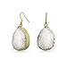 Boho Fashion Pear Shape Teardrop Gemstone Organic White Druzy Dangle Earrings For Women For Teen 14K Gold Plated Metal