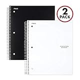 Five Star Spiral Notebooks, 3 Subject, College Ruled Paper, 150 Sheets, 11 x 8-1/2 inches, Black, White, 2 Pack (73015)