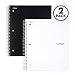 Five Star Spiral Notebooks, 3 Subject, College Ruled Paper, 150 Sheets, 11 x 8-1/2 inches, Black, White, 2 Pack (73015) primary