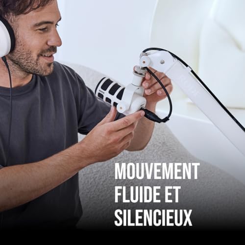 Bras de studio professionnel RØDE PSA1+ avec amortissement des ressorts et gestion des câbles (Blanc)