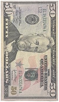 50 Dollar Bill Money Pattern Custom Beach Hotel Travel Washcloth Hand Towel Warmer Soft and Comfortable 80% Polyester 20% Cotton, (16" x 28")