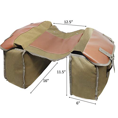 Jolitac Motorcycle Saddle Bag Large Capacity Canvas Panniers Bags for Bicycle Bike Motor Rear Seat Carrier Bag Army Green Two Side Saddlebags