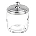 mDesign Small Apothecary Organizer Canister Jars - Glass Containers with Steel Lid for Bathroom, Organization Holder for Vanity, Counter, Hamill Collection - 2 Pack - Clear/Brushed Chrome