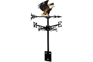 FIYOEO Colorful Rooster Weather Vane Spinner Wind Direction Farm Scene Stake Metal Outdoor Peacock Weathervane Ornament for Garden Yard Decoration (Eagle)