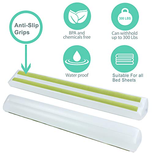 Venhoo Inflatable Kids Bed Rails Bumpers | Safety Bed Guard for Toddler Baby | Waterproof Leak-Proof with Non-Slip Grip, Foot Pump, Great for Home Hotel Travel for All Sizes Beds-2 Pack