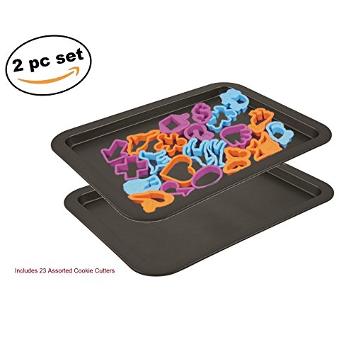 Click Here to See More Images Deluxe 2pk Cookie Sheets with 22 Child safe Cookie Cutters Non-Stick