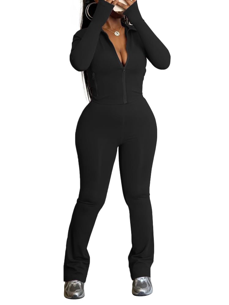 HBQ Women's 2 Piece Tracksuit Sets Long Sleeve Zip