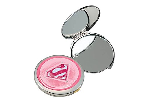 Supergirl pink Girl Metal Rhinestone Compact Mirror by Vandor