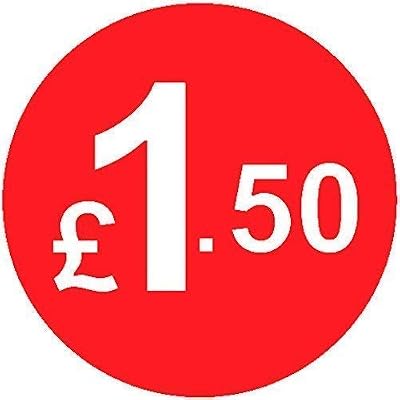 Audioprint 500x 20mm Price Stickers Red Labels - Choose Price 10p to £95