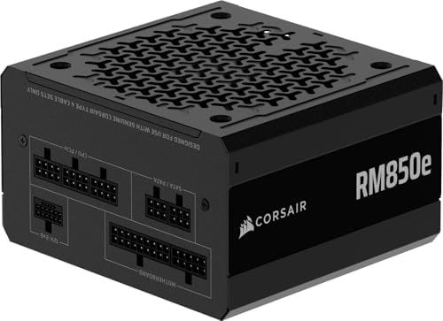 CORSAIR RM850e (2025) Fully Modular Low-Noise ATX Power Supply with 12V-2x6 Cable – ATX 3.1 & PCIe 5.1 Compliant, Cybenetics Gold Efficiency, 105°C-Rated Capacitors, Modern Standby Mode – Black