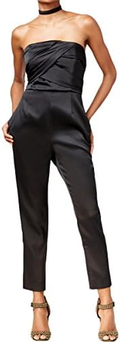 RACHEL Rachel Roy Women's Satin Gathered Jumpsuit Black (8)