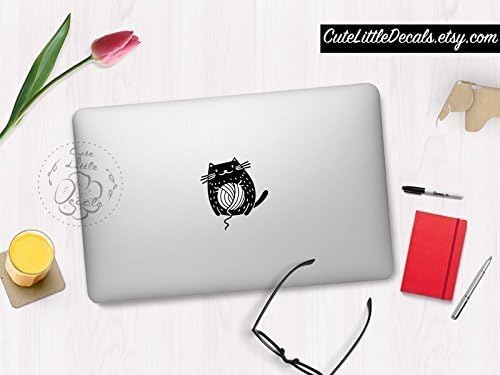 Cute Cat Decal 2 - Chubby Black Cat - Custom Animal Pet - Macbook Laptop Stickers - Car Window Wall Decal - Made in USA - CuteLittleDecals